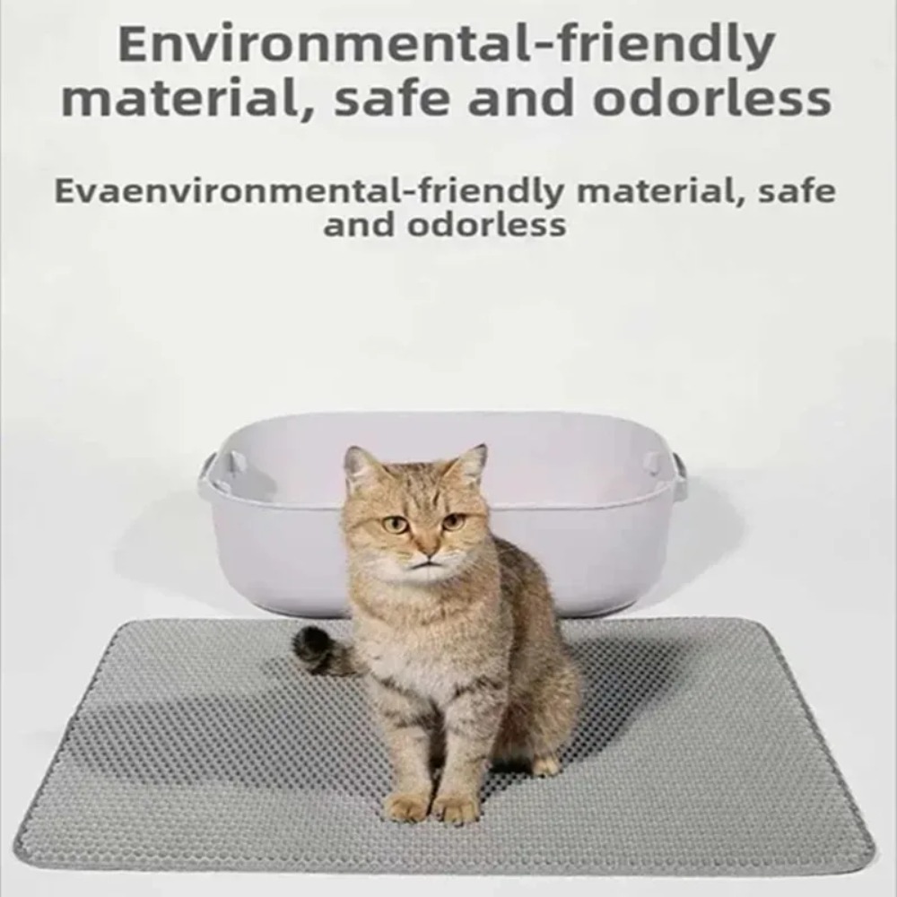 Cat Litter Mat Double Layer Waterproof - 大型猫用トイレマット、高度なハニカム二重層設計、尿に強い防水加工、お手入れ簡単、飛び散り防止