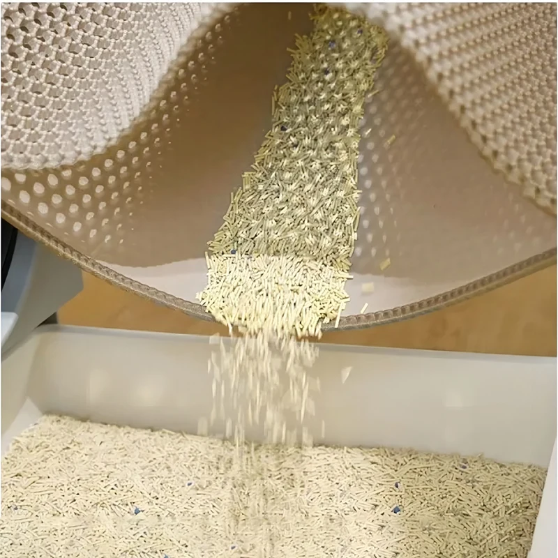 Cat Litter Mat Double Layer Waterproof - ペット用猫砂マット、防水加工、二重構造、猫砂をしっかり吸着、大型ペット用トイレマット、猫用クリーニングパッド、猫用品