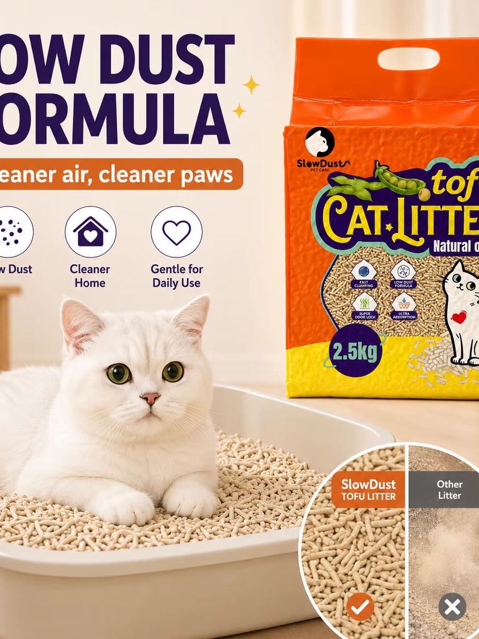 Tofu Cat Litter Flushable Natural Plant - 環境に優しい豆腐猫砂 5パック 12.5kg 天然オカラ・エンドウ豆繊維配合 植物由来 低粉塵