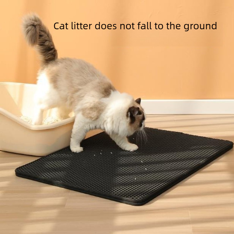 Cat Litter Mat Double Layer Waterproof - 防水性と滑り止め加工の洗える二層構造猫用トイレマット、厚手の猫砂ふるい分けマット、トイレマット、猫砂コントロールマット