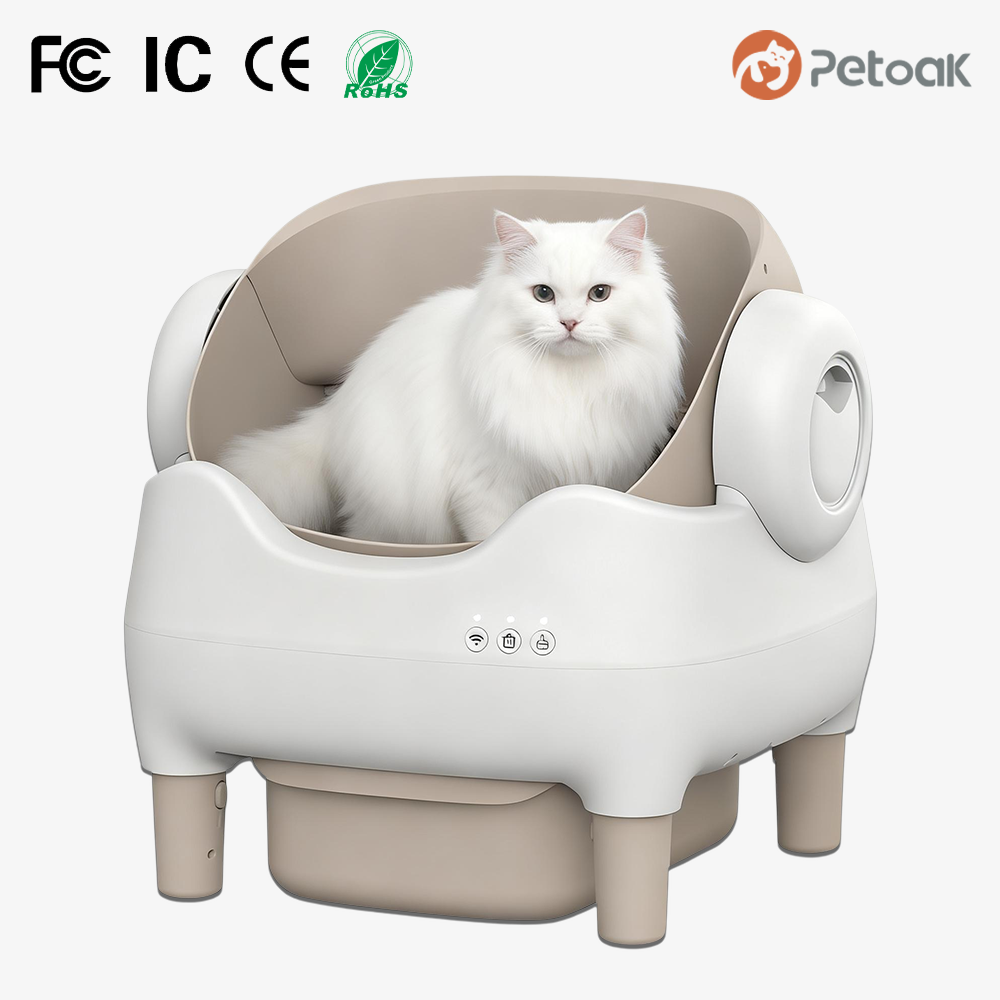 Smart Cat Litter Box Wifi App Control - セルフクリーニングスマート猫トイレ 自動開閉設計 WIFIアプリ制御 大容量スクエアデザイン 多頭飼い対応