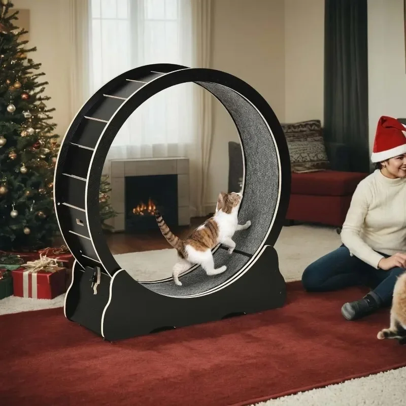 Cat Running Wheel Exercise Treadmill - 43.3インチの大型キャットエクササイズホイール。静音設計で、安全ロック付き。猫の体重管理やフィットネスに最適。