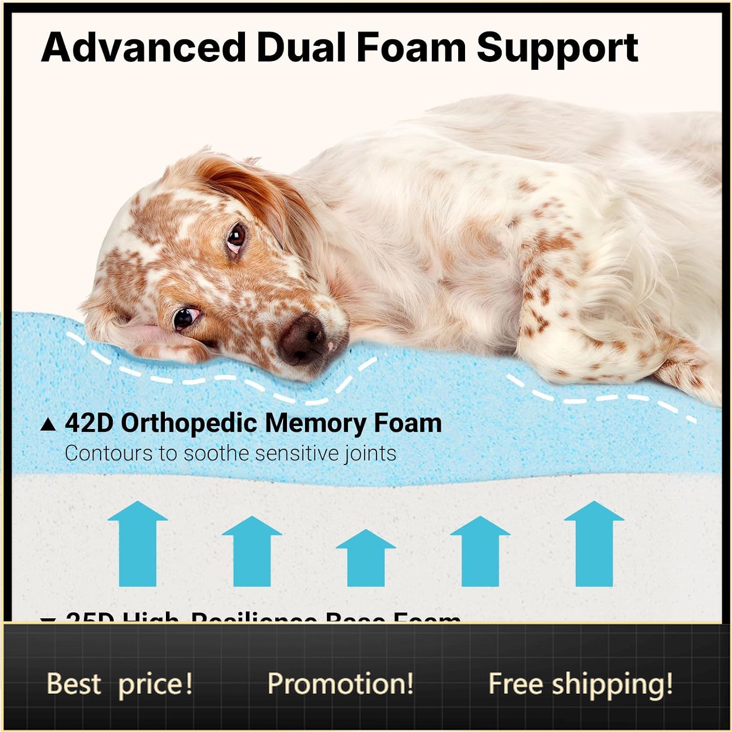 Orthopedic Memory Foam Dog Bed Washable - 高齢犬用整形外科メモリーフォームドッグベッド、厚さ7インチのXXLドッグベッド | 整形外科用メモリーフォーム、洗濯機で洗えるカバー、防水