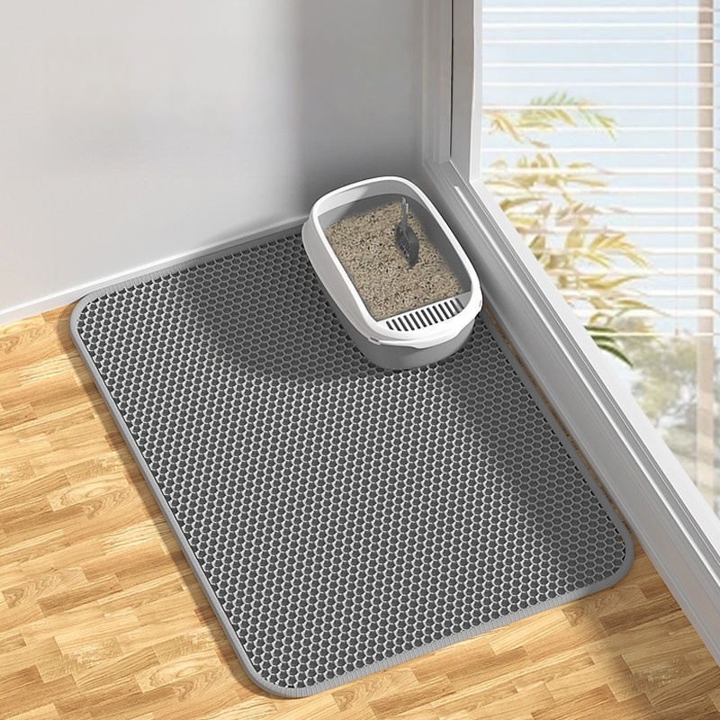 防水二重層猫用トイレマット滑り止め砂ペットトイレマット洗える - Cat Litter Mat Double Layer Waterproof のレビューと価格