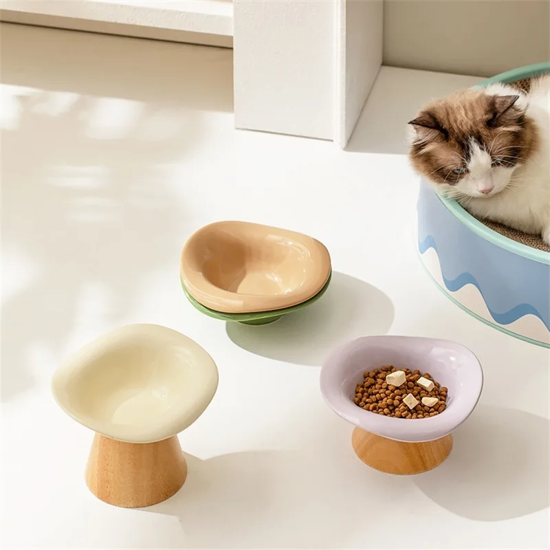 クリエイティブなデザインのセラミック製猫用食器。取り外し可能 - Elevated Ceramic Cat Bowls Tilted Food のレビューと価格