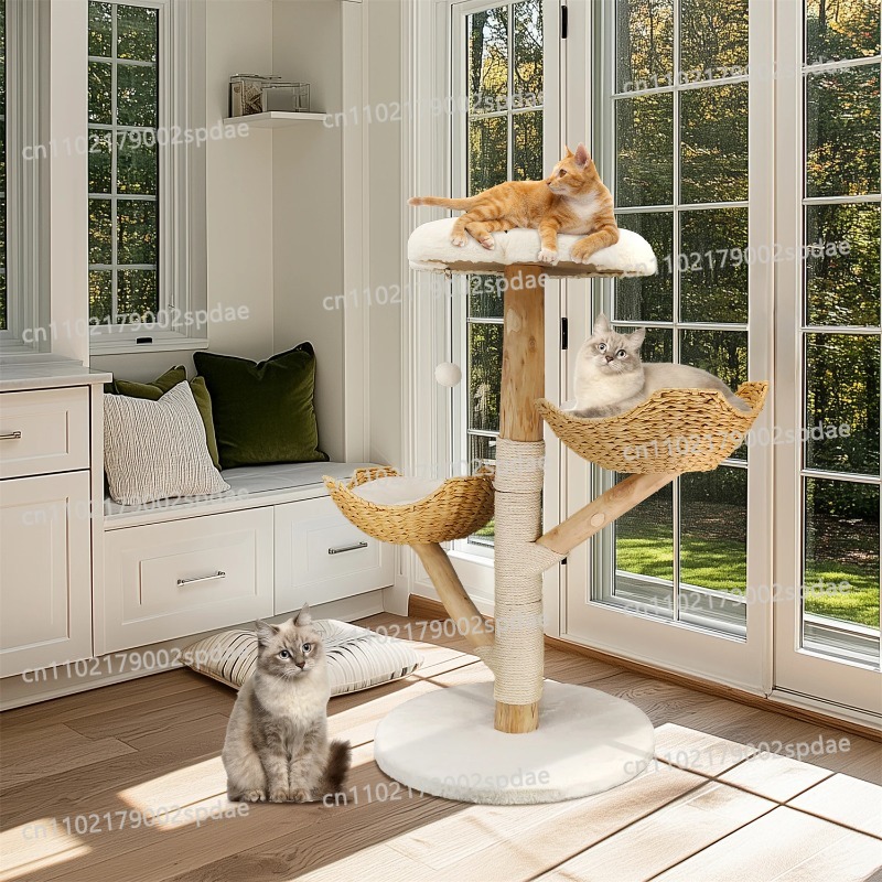 モダンな室内用キャットタワー、サイザル麻の爪とぎ、ぬいぐるみ - Cat Scratching Post Sisal Tree Tower のレビューと価格