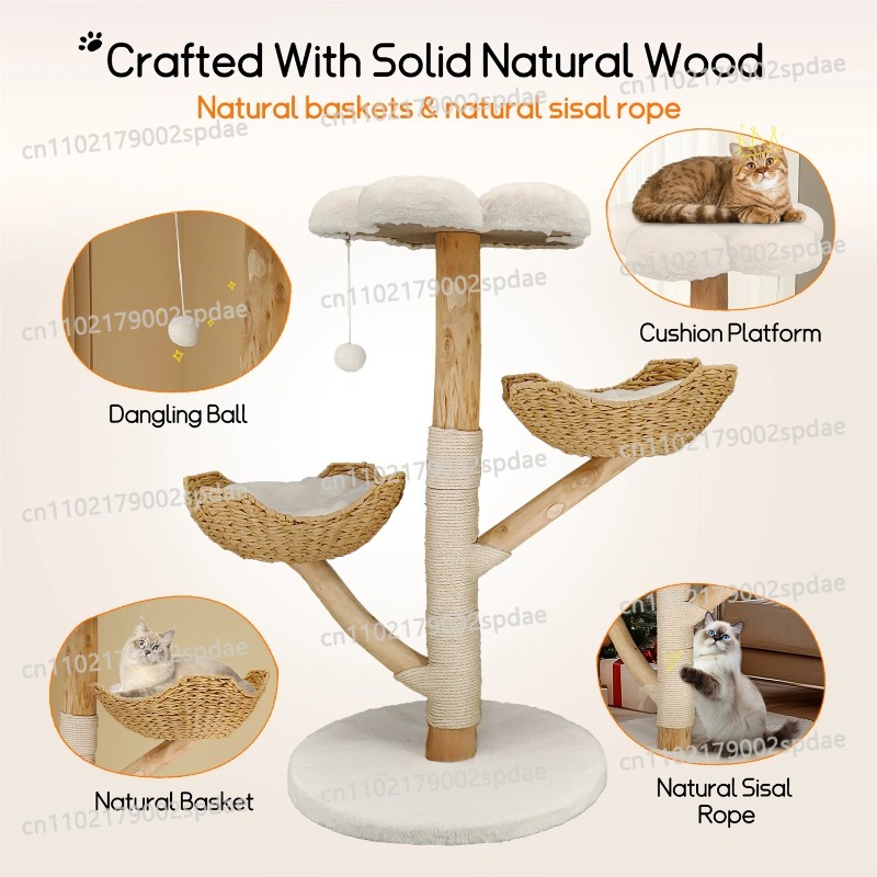 モダンな室内用キャットタワー、サイザル麻の爪とぎ、ぬいぐるみ - Cat Scratching Post Sisal Tree Tower のレビューと価格