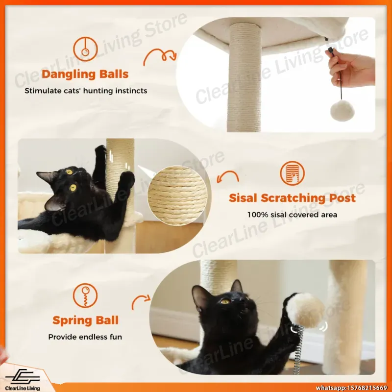 モダンな室内猫用キャットタワー、多層木製キャットタワー、居心 - Cat Scratching Post Sisal Tree Tower のレビューと価格