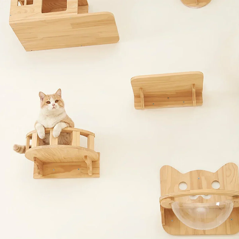壁掛けキャットシェルフ 木製キャットルーム キャットクライミ - Cat Wall Climbing Shelves Hammock Wooden のレビューと価格