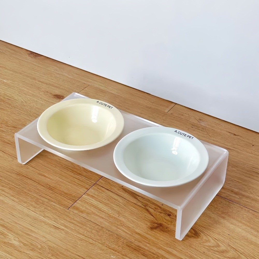 セラミック製高さのある猫用ボウル、単色アクリル製ボウルラック - Elevated Ceramic Cat Bowls Tilted Food のレビューと価格