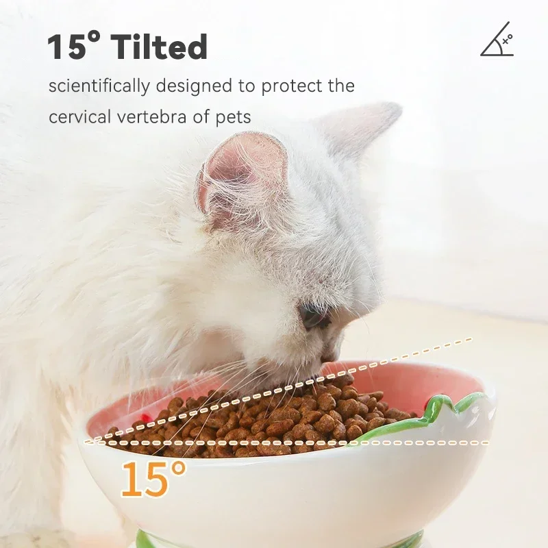 猫用セラミックボウル 小型犬用 滑り止め付き 高さのある傾斜 - Elevated Ceramic Cat Bowls Tilted Food のレビューと価格