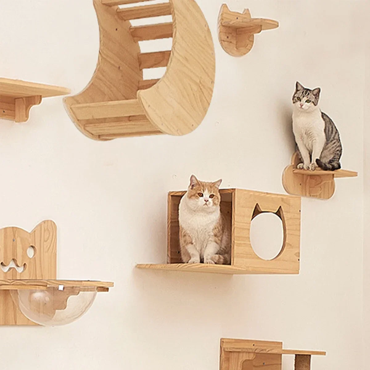 壁掛け式猫用棚、木製猫用展望台兼クライミングシェルフ、子猫用 - Cat Wall Climbing Shelves Hammock Wooden のレビューと価格