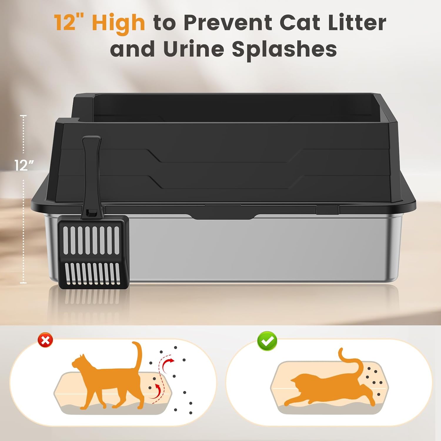 XXXL ステンレススチール製トイレボックス、特大 長さ28 - Self Cleaning Cat Litter Box Automatic のレビューと価格