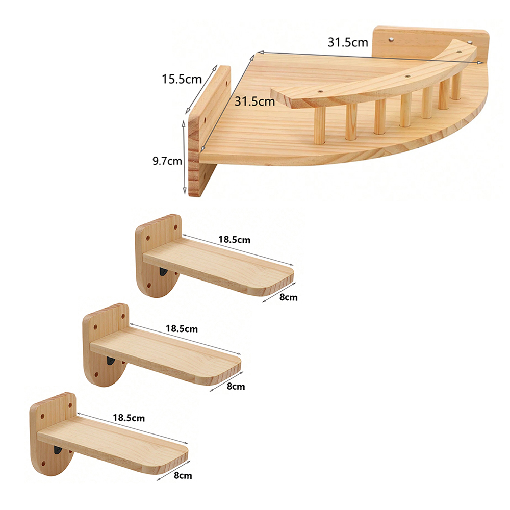 猫用コーナーシェルフ、3段セット、壁掛け式猫ベッド、寝る、登 - Cat Wall Climbing Shelves Hammock Wooden のレビューと価格
