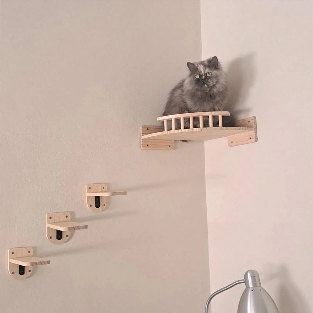 猫用コーナーシェルフ、3段セット、壁掛け式猫ベッド、寝る、登 - Cat Wall Climbing Shelves Hammock Wooden のレビューと価格