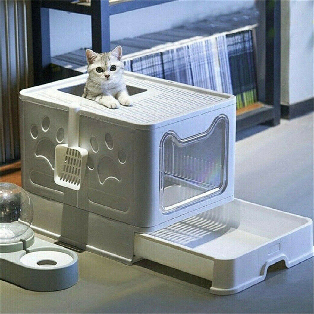 お手入れ簡単な猫用トイレボックス、大型猫用トイレトレー、飛び - Self Cleaning Cat Litter Box Automatic のレビューと価格