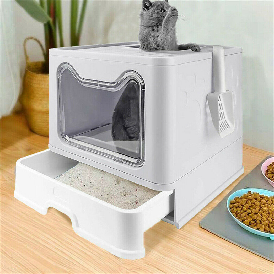 お手入れ簡単な猫用トイレボックス、大型猫用トイレトレー、飛び - Self Cleaning Cat Litter Box Automatic のレビューと価格
