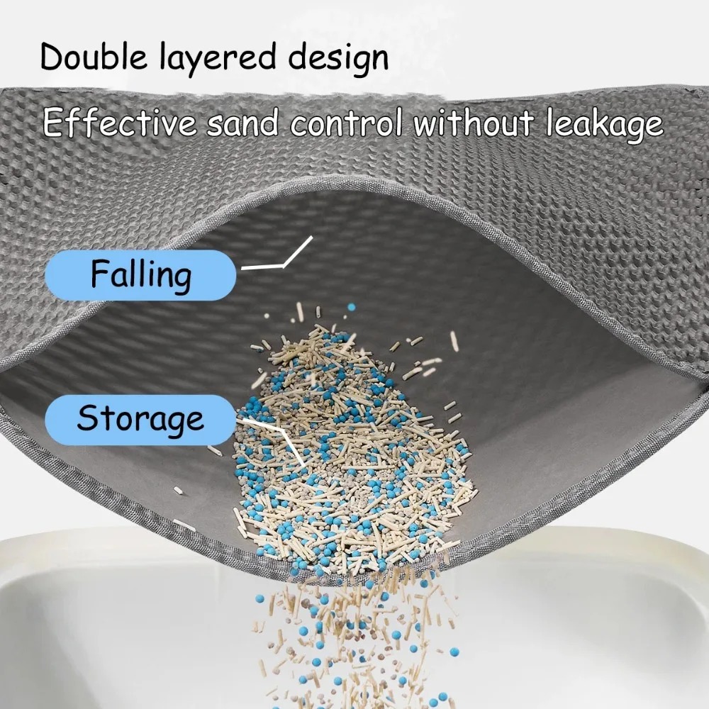 洗える滑り止め猫用トイレマット、防水二重構造の砂キャッチャー - Cat Litter Mat Double Layer Waterproof のレビューと価格