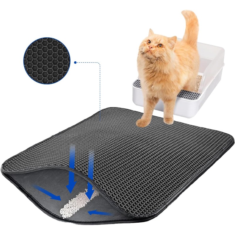 猫用トイレマット 防水 二層構造 滑り止め 洗える 糞尿を効 - Cat Litter Mat Double Layer Waterproof のレビューと価格