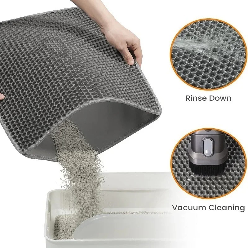 猫用トイレマット 防水 二層構造 滑り止め 洗える 糞尿を効 - Cat Litter Mat Double Layer Waterproof のレビューと価格