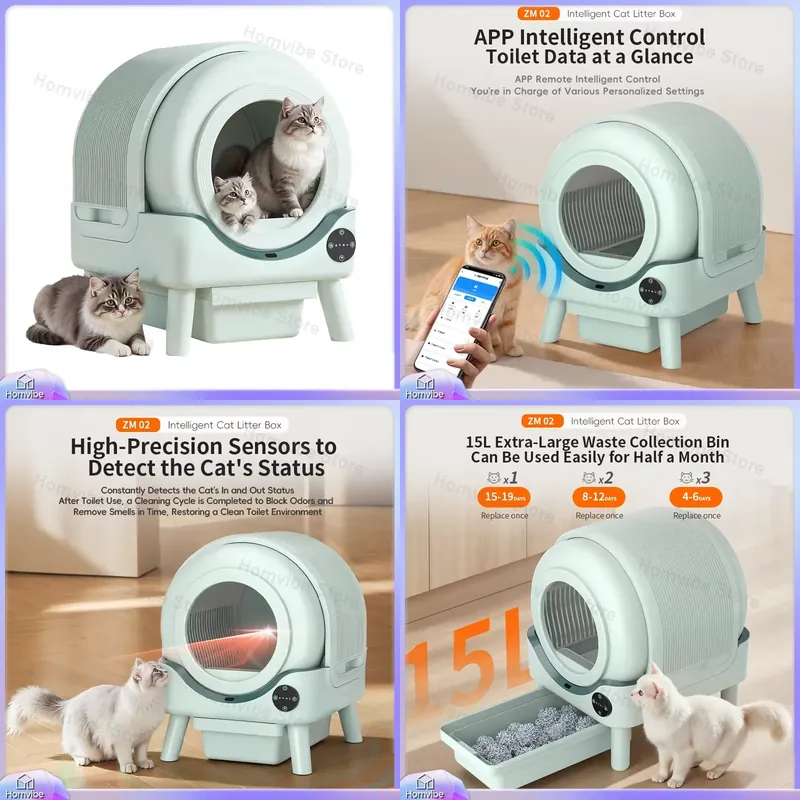 スマート自動清掃猫トイレ WiFiアプリ制御 電動スマート猫 - Smart Cat Litter Box Wifi App Control のレビューと価格