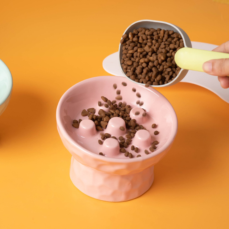 セラミック製、高さ調整可能な猫用食器。ゆっくりと食べられる設 - Elevated Ceramic Cat Bowls Tilted Food のレビューと価格