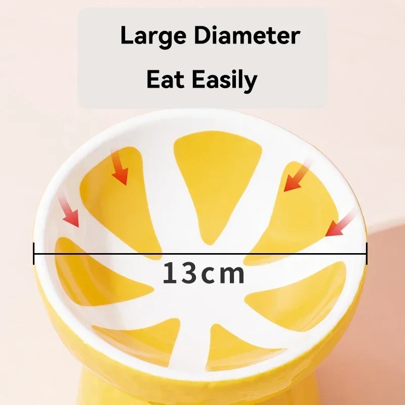 フルーツモチーフのセラミック製ペットボウル – 首に優しい傾 - Elevated Ceramic Cat Bowls Tilted Food のレビューと価格