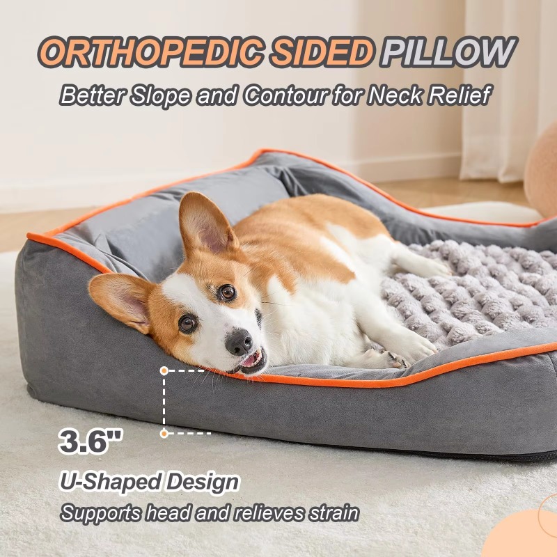 カスタマイズ可能な防水・洗濯可能なペット用ベッドスプレッド、 - Orthopedic Memory Foam Dog Bed Washable のレビューと価格