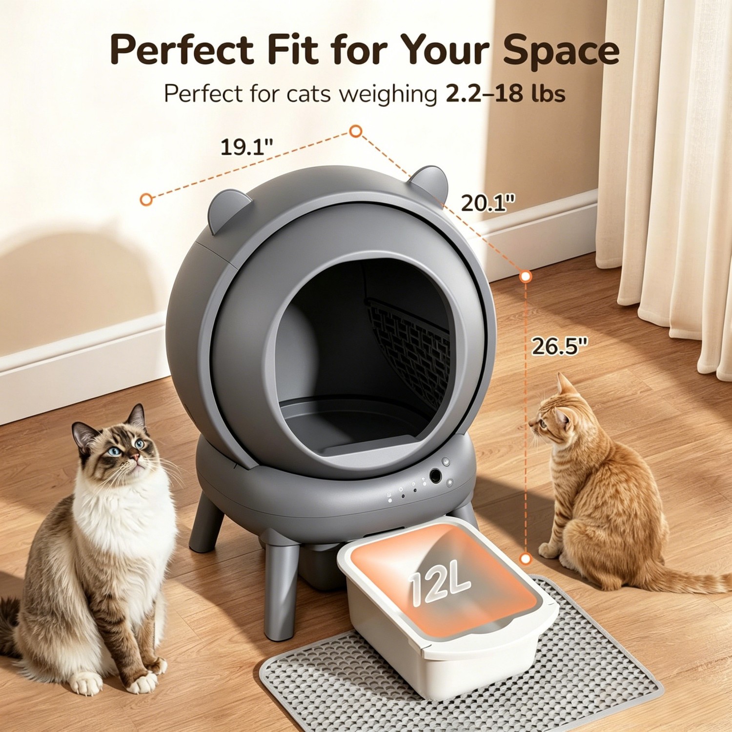 スマートアプリで操作できる、自動清掃機能付きの猫用トイレ。複 - Self Cleaning Cat Litter Box Automatic のレビューと価格