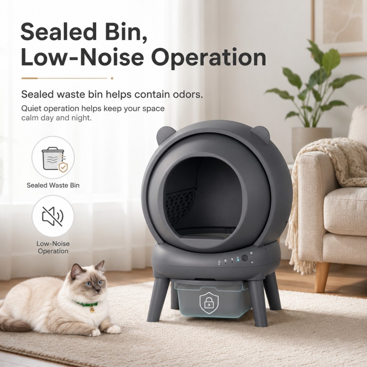 スマートアプリで操作できる、自動清掃機能付きの猫用トイレ。複 - Self Cleaning Cat Litter Box Automatic のレビューと価格
