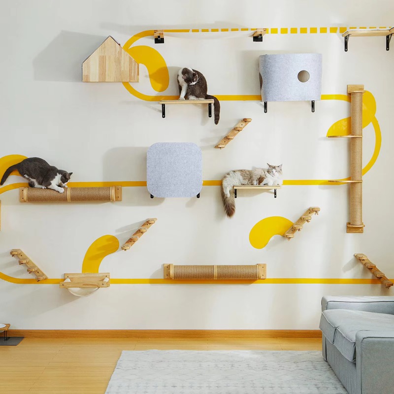 猫用爪とぎ、壁掛け式、木製、サイザル麻製、室内猫用、ペット用 - Cat Wall Climbing Shelves Hammock Wooden のレビューと価格