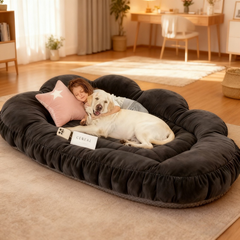 カスタムメイド人間用犬用ベッド、大型犬用整形外科用犬用ベッド - Orthopedic Memory Foam Dog Bed Washable のレビューと価格
