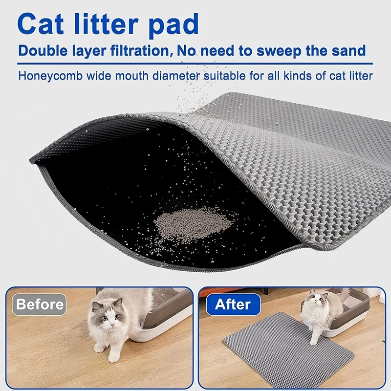 ペット用猫砂マット、防水加工、二重構造、猫砂をしっかり吸着、 - Cat Litter Mat Double Layer Waterproof のレビューと価格