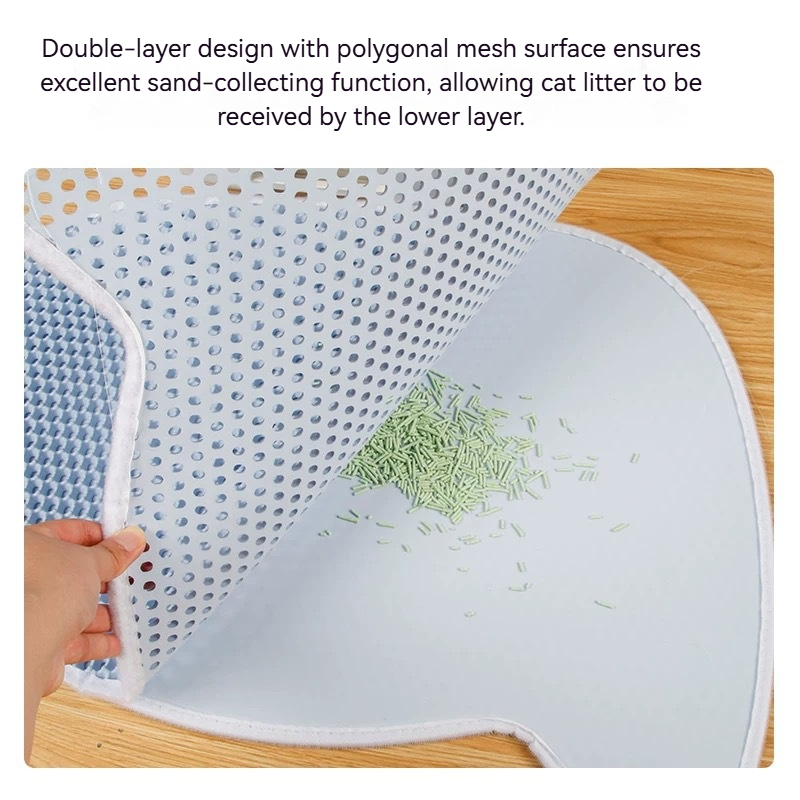 二層構造の猫用トイレマット 猫の頭型 防水 洗濯可能 飛散防 - Cat Litter Mat Double Layer Waterproof のレビューと価格