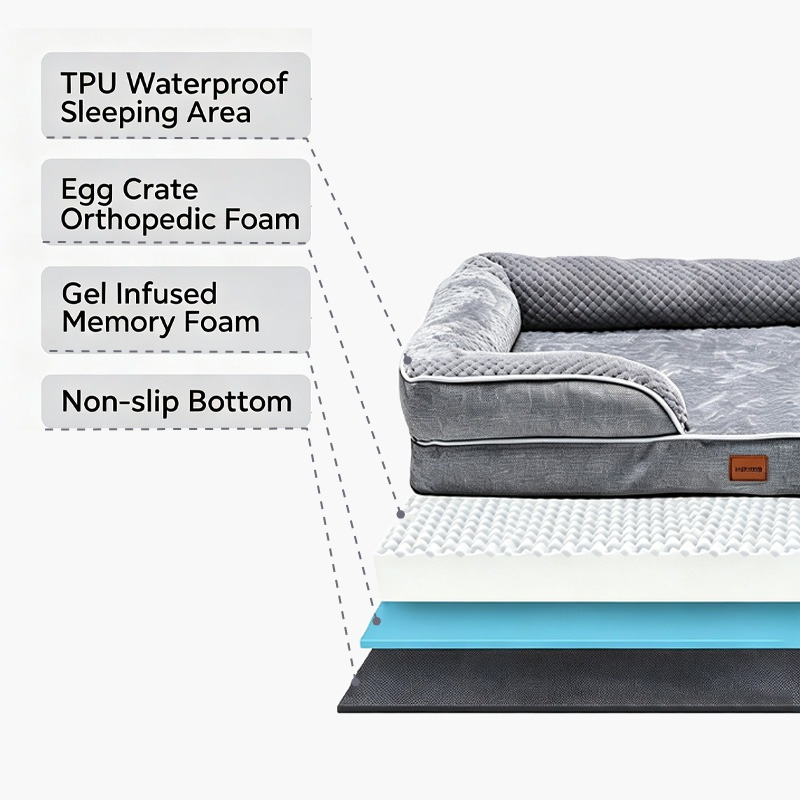 整形外科的設計の犬用ベッド。メモリーフォームとエッグクレート - Orthopedic Memory Foam Dog Bed Washable のレビューと価格