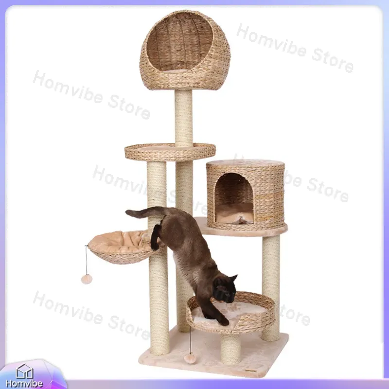 サイザル麻製の爪とぎ付きキャットタワー。多層構造で猫が登れる - Cat Scratching Post Sisal Tree Tower のレビューと価格