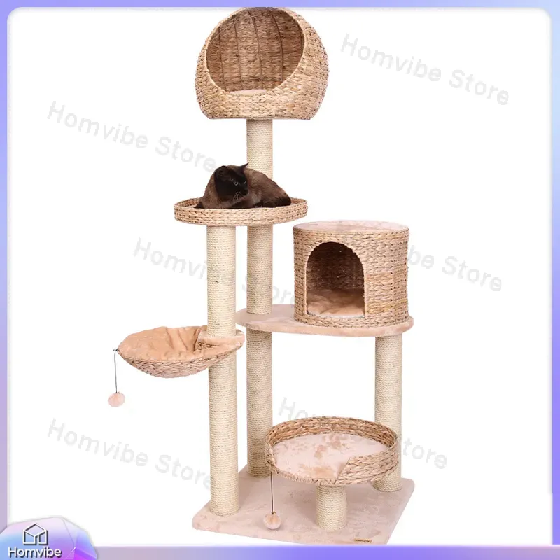 サイザル麻製の爪とぎ付きキャットタワー。多層構造で猫が登れる - Cat Scratching Post Sisal Tree Tower のレビューと価格