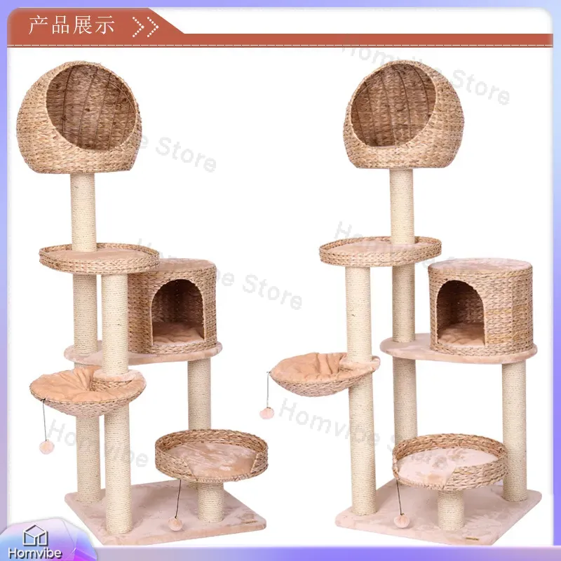 サイザル麻製の爪とぎ付きキャットタワー。多層構造で猫が登れる - Cat Scratching Post Sisal Tree Tower のレビューと価格