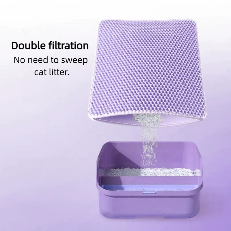 紫色の猫用トイレマット、二層構造、滑り止め付き、大型ペット用 - Cat Litter Mat Double Layer Waterproof のレビューと価格