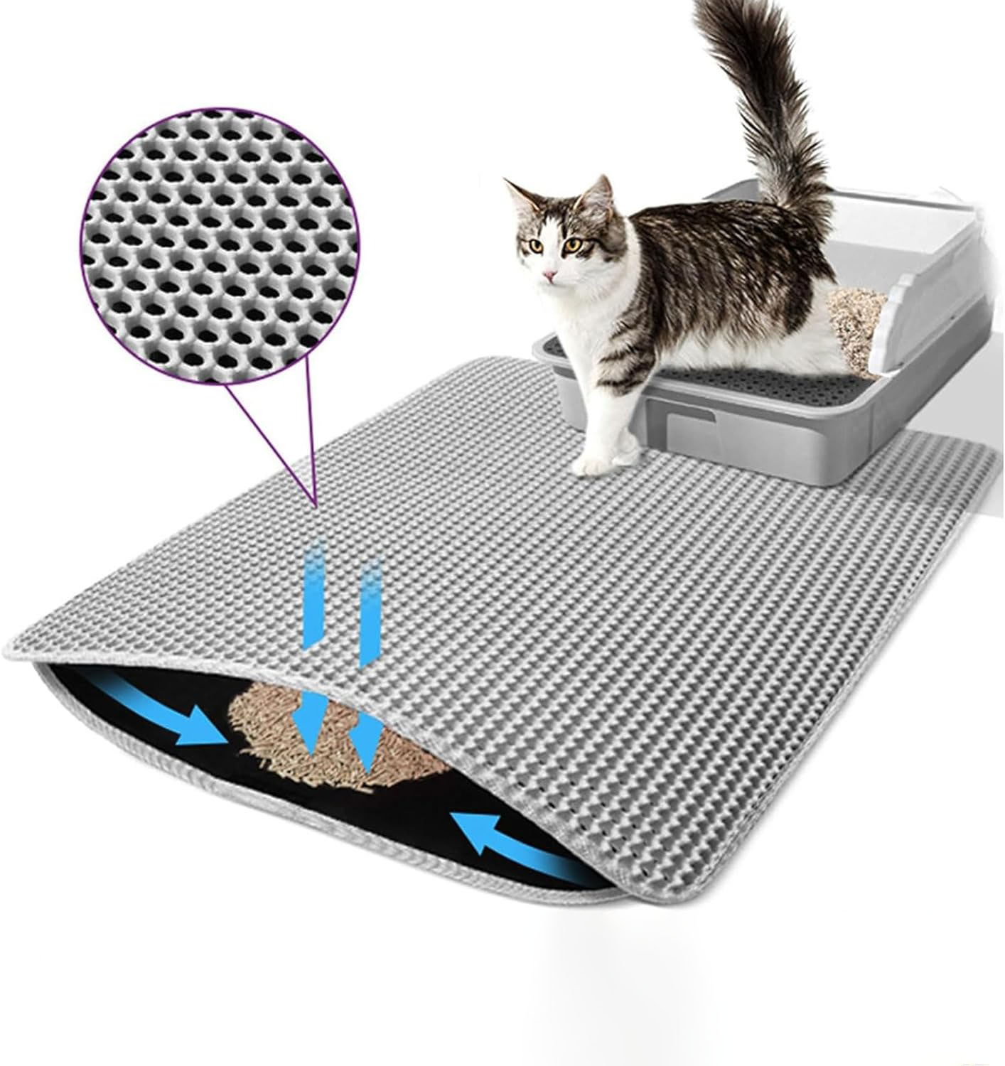 ペット猫用トイレマット 防水 二層構造 猫砂キャッチャー 猫 - Cat Litter Mat Double Layer Waterproof のレビューと価格