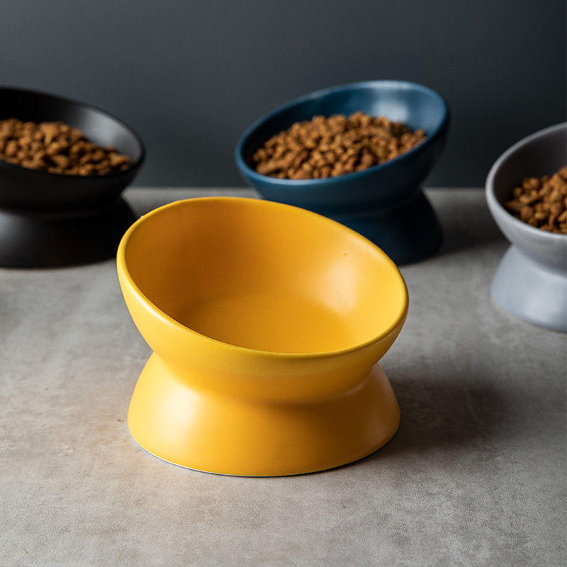 高さのある猫用ボウル 小型犬用 15 °   傾斜した上げ底 - Elevated Ceramic Cat Bowls Tilted Food のレビューと価格