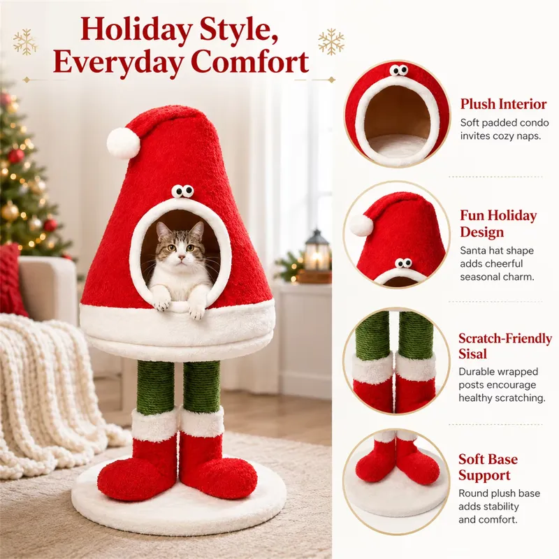 カスタムメイドの室内用クリスマスキャットタワー、麻縄の爪とぎ - Cat Scratching Post Sisal Tree Tower のレビューと価格