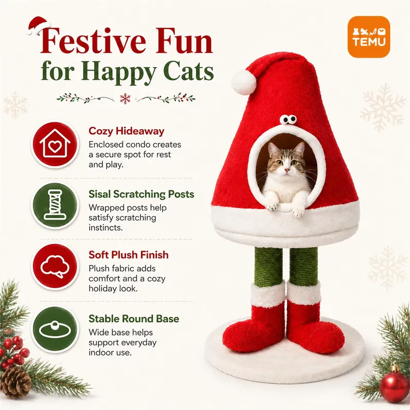 カスタムメイドの室内用クリスマスキャットタワー、麻縄の爪とぎ - Cat Scratching Post Sisal Tree Tower のレビューと価格