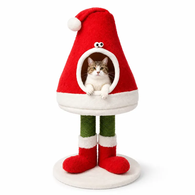 カスタムメイドの室内用クリスマスキャットタワー、麻縄の爪とぎ - Cat Scratching Post Sisal Tree Tower のレビューと価格