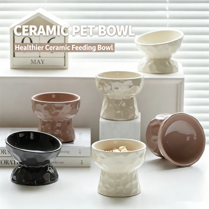 ファッション性の高いセラミック製猫用食器 15 °   猫や - Elevated Ceramic Cat Bowls Tilted Food のレビューと価格