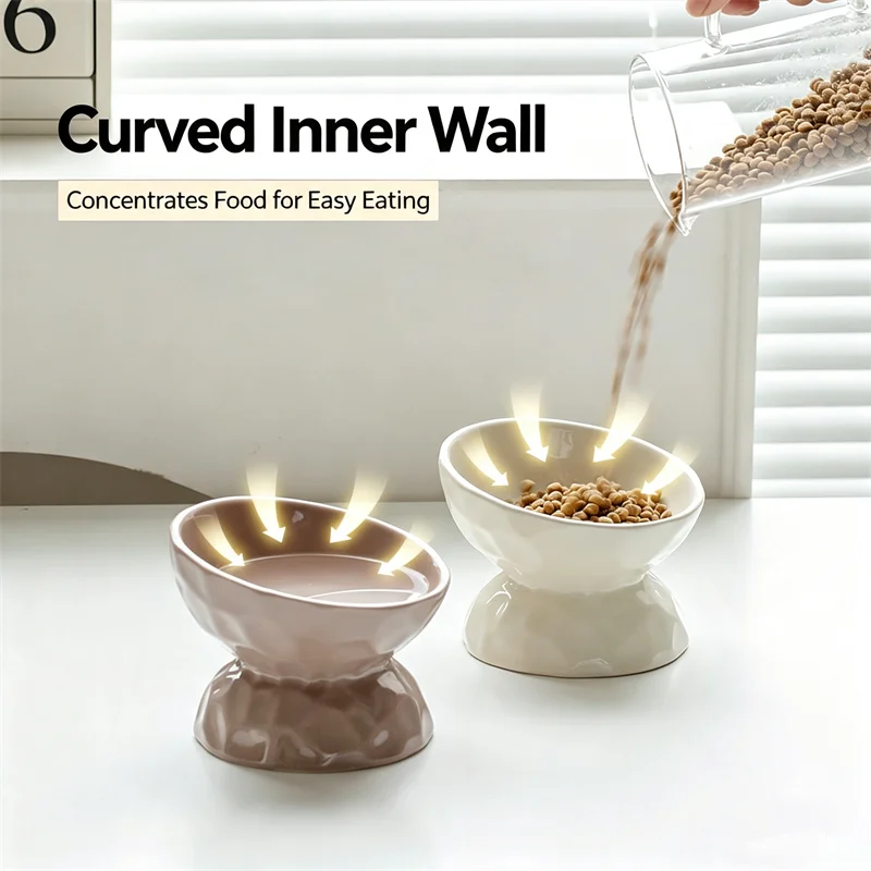 ファッション性の高いセラミック製猫用食器 15 °   猫や - Elevated Ceramic Cat Bowls Tilted Food のレビューと価格