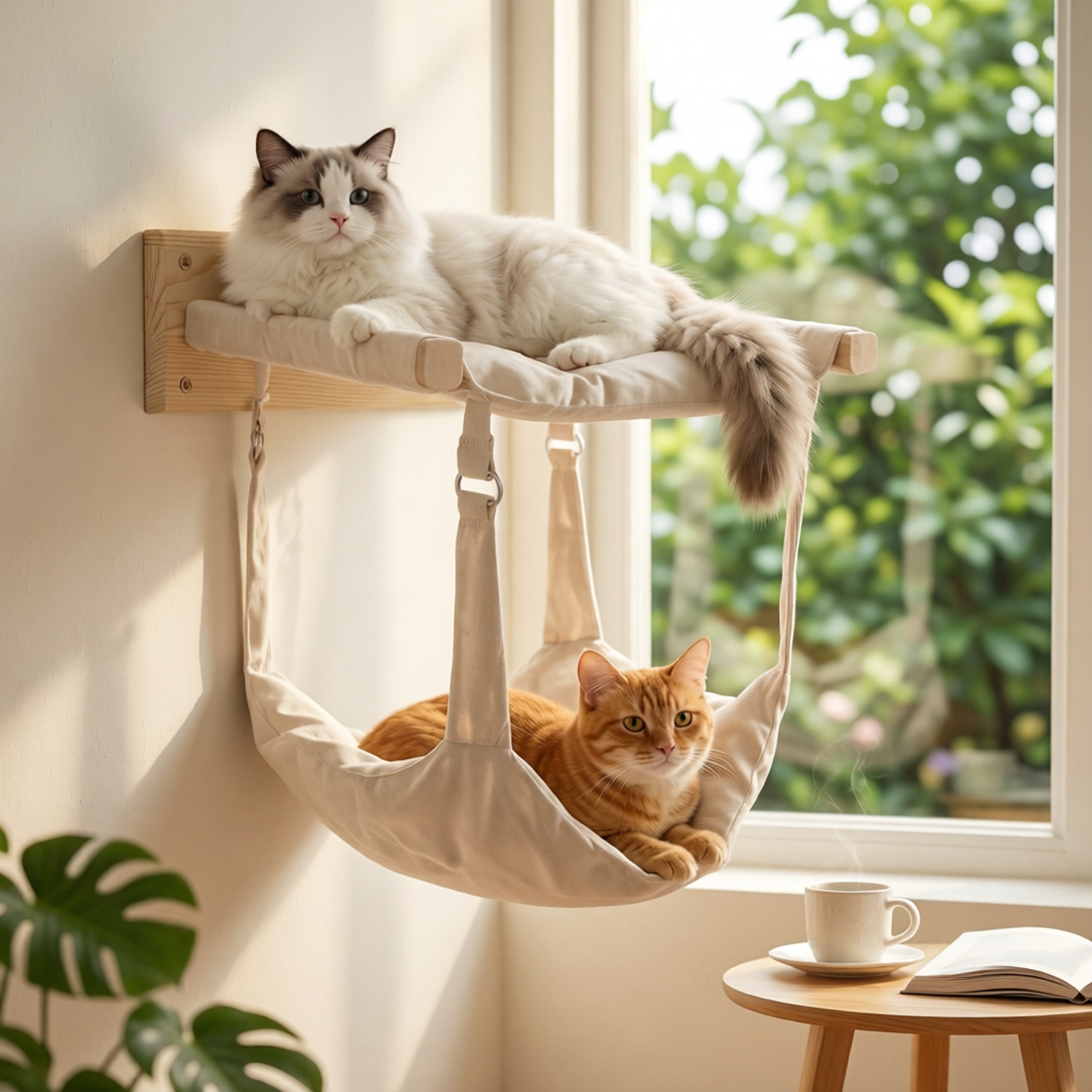 壁掛け式猫用クライミングシェルフ、猫が休憩したり遊んだりでき - Cat Wall Climbing Shelves Hammock Wooden のレビューと価格