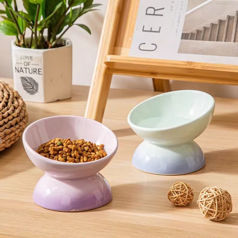 セラミック製高さのある猫用ボウル、傾斜式猫用フードボウル、ペ - Elevated Ceramic Cat Bowls Tilted Food のレビューと価格