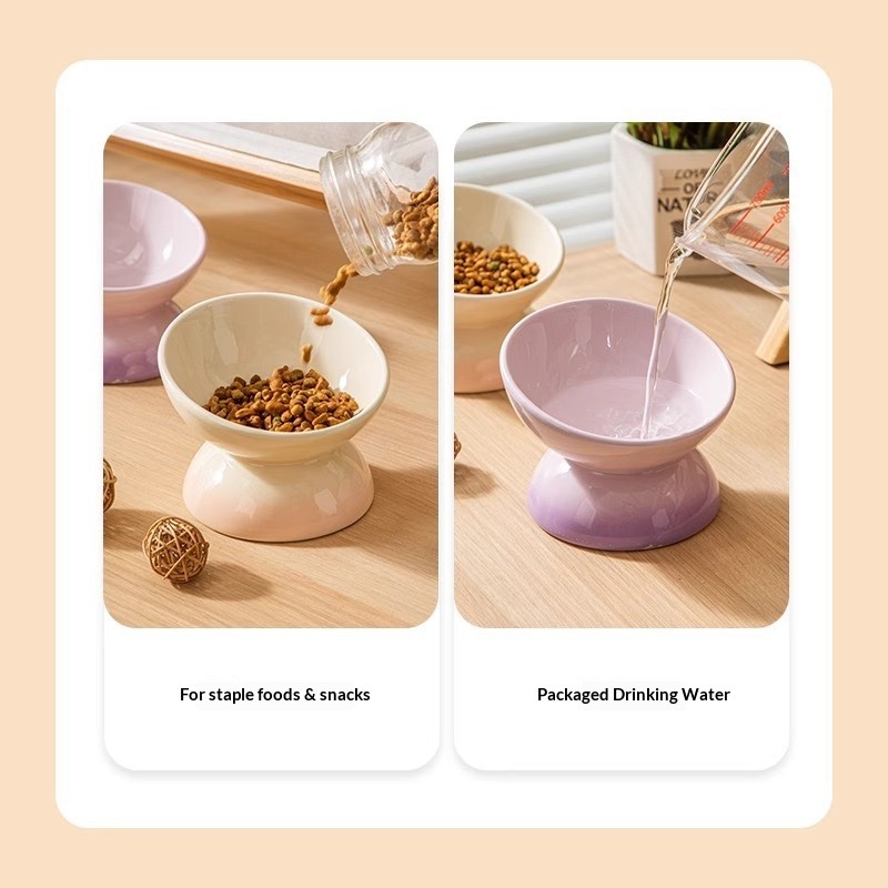 セラミック製高さのある猫用ボウル、傾斜式猫用フードボウル、ペ - Elevated Ceramic Cat Bowls Tilted Food のレビューと価格