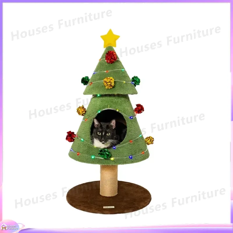 木製キャットタワー シザル麻スクラッチポスト付き クリスマス - Cat Scratching Post Sisal Tree Tower のレビューと価格